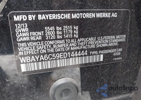 2014 BMW 740I z USA, uszkodzony, nr VIN WBAYA6C59ED144444